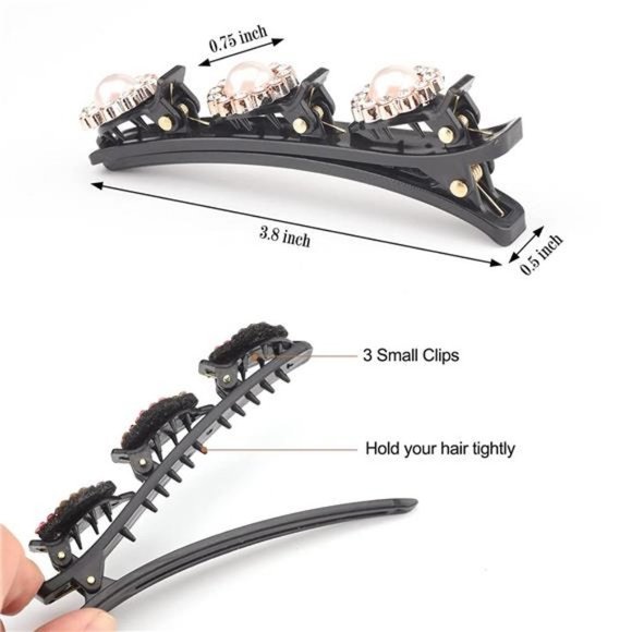 8PCS Braided Hair Clips Sparkling Crystal with Rhinestones for Women and Girls - Picture 4 of 6